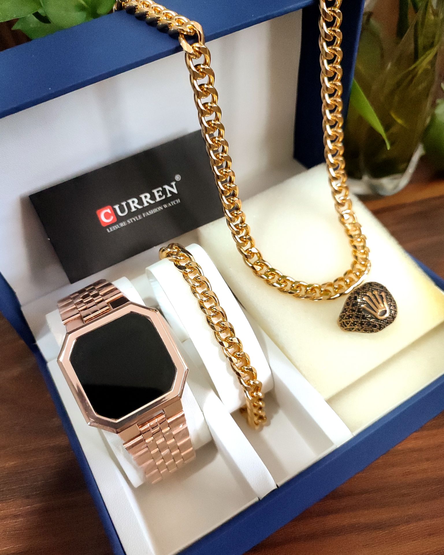 🌈ست مردانه ساعت ال ای دی مربعی ☑️Led for mens