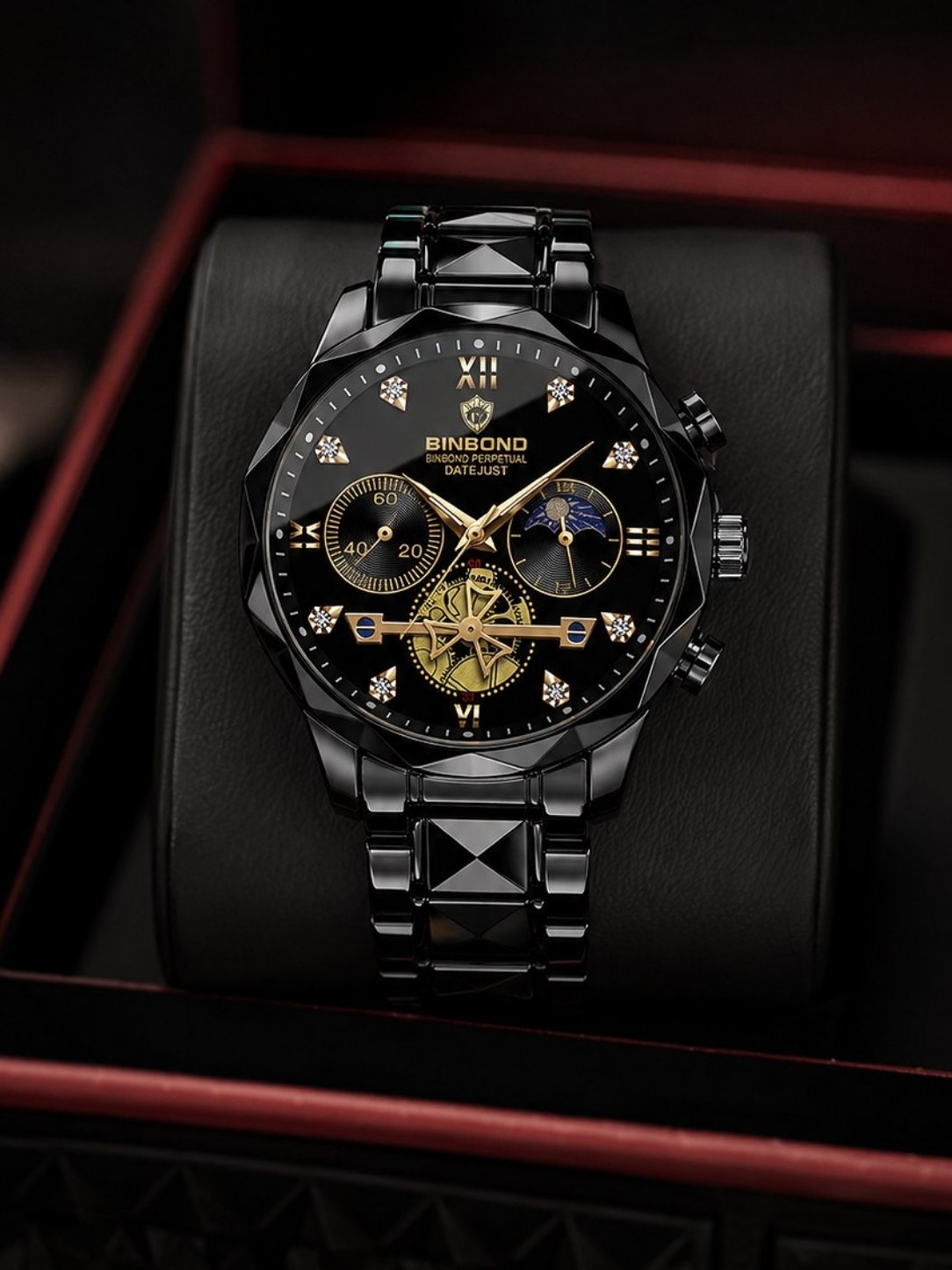 BOND   《highe quality》       🫆 watch               ⌚️بین باند مدلی نو     مردونه پرطرفدار  مقاوم دربرابر آب برندشرکتی     نمایش مون استار  شب نما کرنوگراف  دارای روز شمار  ایام هفته  بند استیل فولاد شیشه سافایر  قفل دو پروانه  موتور کوارتز