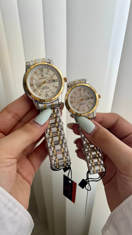 ⌚️ست ساعت بین باند مدلی نو مقاوم دربرابر آب برندشرکتی دارای روز شمار ایام هفته بند استیل فولاد شیشه سافایر شب نما قفل دو پروانه موتور کوارتز