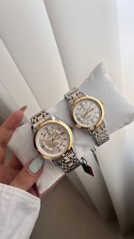 ⌚️ست ساعت بین باند مدلی نو مقاوم دربرابر آب برندشرکتی دارای روز شمار ایام هفته بند استیل فولاد شیشه سافایر شب نما قفل دو پروانه موتور کوارتز