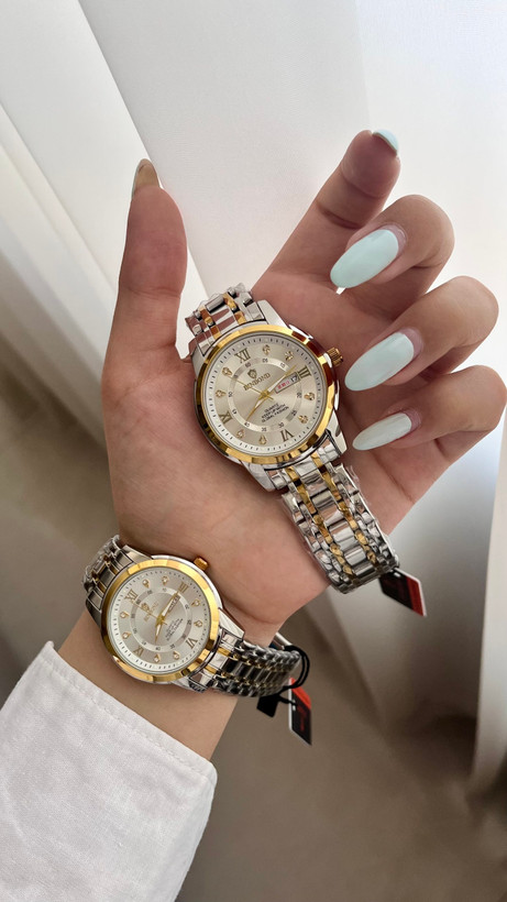 ⌚️ست ساعت بین باند مدلی نو مقاوم دربرابر آب برندشرکتی دارای روز شمار ایام هفته بند استیل فولاد شیشه سافایر شب نما قفل دو پروانه موتور کوارتز