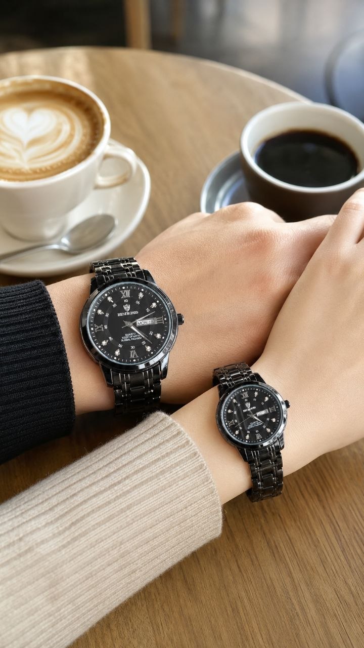 ⌚️ست ساعت بین باند مدلی نو  مقاوم دربرابر آب برندشرکتی  دارای روز شمار  ایام هفته  بند استیل فولاد شیشه سافایر  شب نما قفل دو پروانه  موتور کوارتز